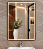 LED огледало за баня с дървесен декор - Image 8